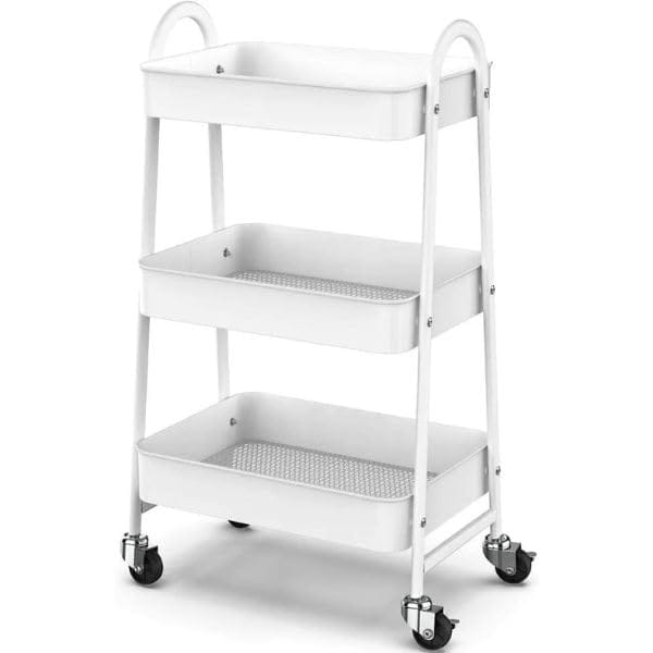 Prateleira carrinho organizador de metal multiuso 3 andares - 45x30x76cm com rodinhas